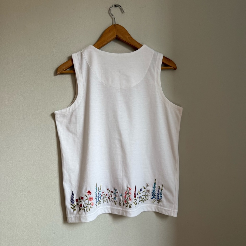 Christopher & Banks White Tank Top with Floral Embroidery - Picture 2 of 11